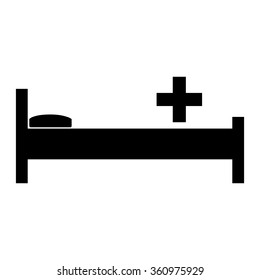 Hospital icon with bed and medical cross