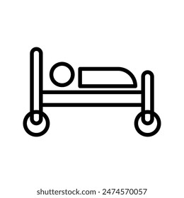Hospital icon, black isolated icon with medical cross and person in bed symbols color editable