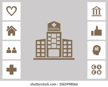 Hospital Icon With Bonus Icons. Eps-10.