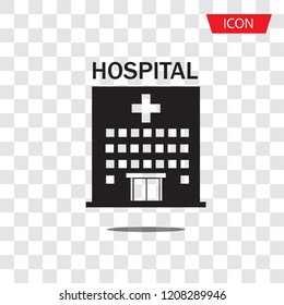 Hospital icon cross building isolated on white background.