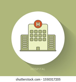 Hospital icon cross building isolated human medical view.