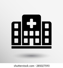 Hospital icon cross building isolated human medical view.