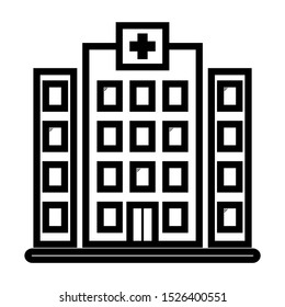 Hospital icon design. Building hospital icon in trendy flat style design. Vector illustration.