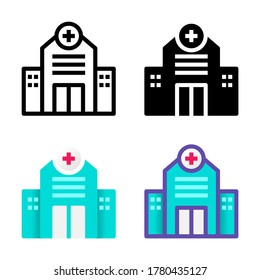 hospital icon design in line, solid, flat and filled lined style suitable for medical, medicine, health icon, website, app and ui design. vector building illustration editable on white background.