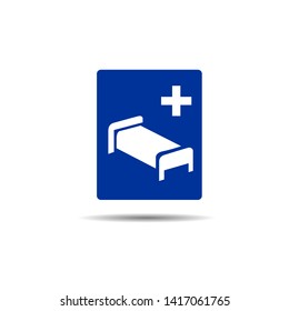 Hospital icon design vector template. Hospital roadsign vector on white isolated background.
