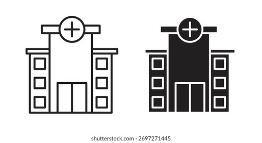 Icono de hospital con trazo editable y paquete de Vector plano