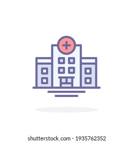 Icono del hospital en el estilo de contorno relleno. Para tu diseño, logotipo. Ilustración vectorial.