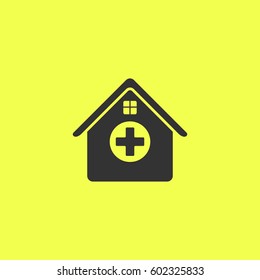 Hospital icon flat. 