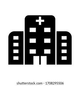  Icono del hospital. Ilustración vectorial plana en fondo blanco.