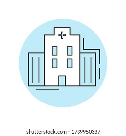 Hospital icon in flat design. Vector illustration.