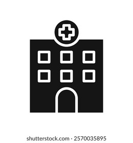 Hospital icon Flat simple outline set