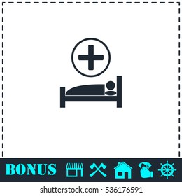 Hospital icon flat. Simple vector symbol and bonus icon