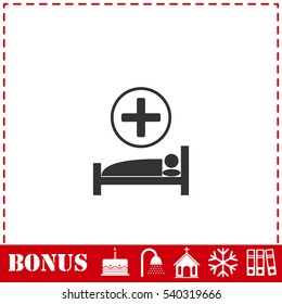 Hospital icon flat. Simple vector symbol and bonus icon