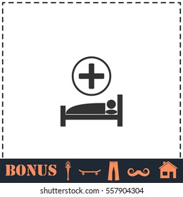 Hospital icon flat. Simple vector symbol and bonus icon