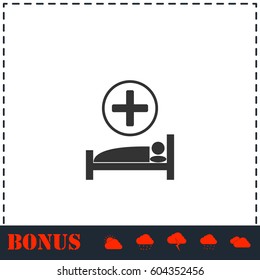 Hospital icon flat. Simple vector symbol and bonus icon