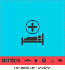 Hospital icon flat. Simple vector symbol and bonus icon