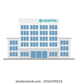 hospital icon in flat style isolated on white background, vector illustration of medical building