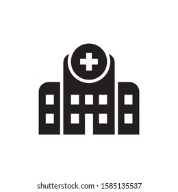 Hospital icon in flat style. vector illustration