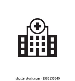 Hospital icon in flat style. vector illustration