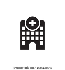 Hospital icon in flat style. vector illustration