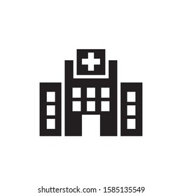 Hospital icon in flat style. vector illustration