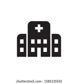 Hospital icon in flat style. vector illustration