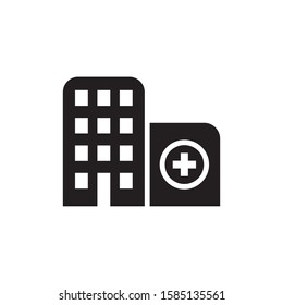 Hospital icon in flat style. vector illustration