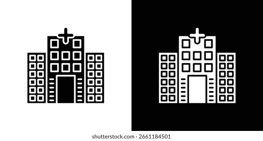 Icono de hospital de un Vector de estilo plano