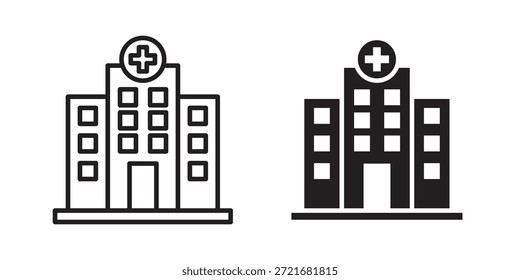Icono de hospital plano y delgado paquete de Vector de carrera. Conjunto de iconos editables