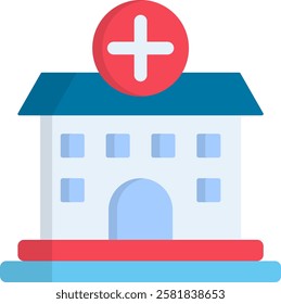 Hospital Icon Flat Vector Illustration