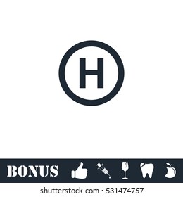 Hospital icon flat. Vector illustration symbol and bonus pictogram