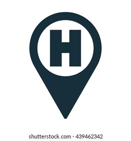 hospital icon h letter pin location