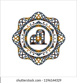 hospital icon inside arabic style badge. Arabesque decoration.