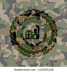 hospital icon inside camouflage texture