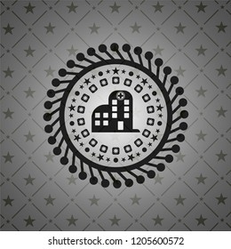 hospital icon inside dark badge or emblem