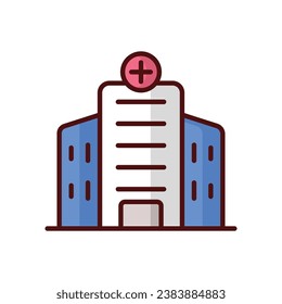 Icono del hospital aislar la ilustración de material vectorial de fondo blanco