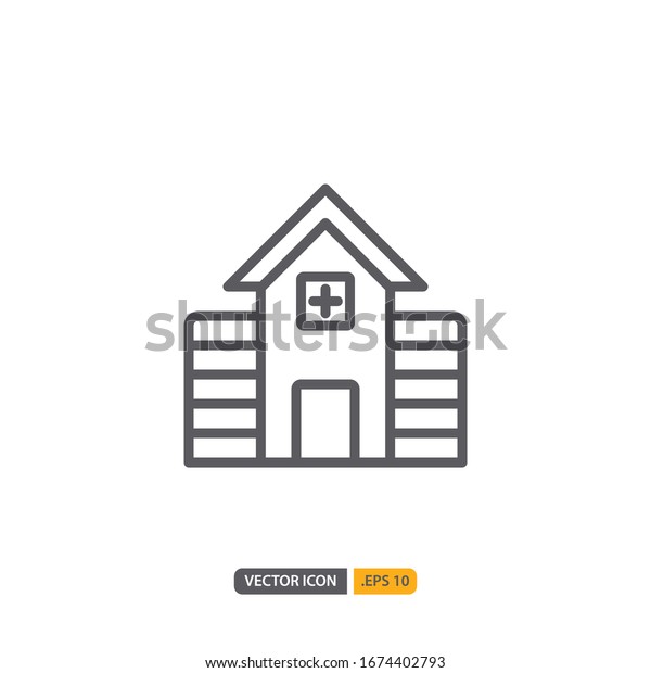 hospital icon in isolated on white background.\
for your web site design, logo, app, UI. Vector graphics\
illustration and editable stroke. EPS\
10.