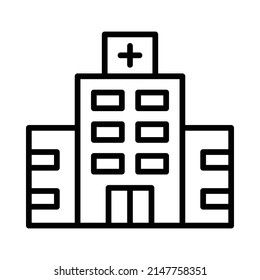 Hospital Icon. Line Art Style Design Isolated On White Background