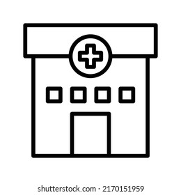 Hospital Icon. Line Art Style Design Isolated On White Background