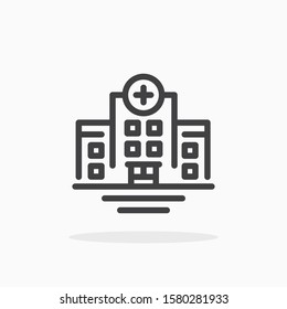 Hospital icon in line style. For your design, logo. Vector illustration. Editable Stroke.