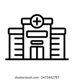 Ilustración de diseño de Vector de línea de icono de hospital