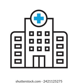 hospital icon. Line vector icon on white background. High quality design element. Editable linear style stroke. Vector icon