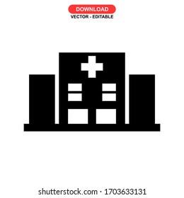 hospital icon or logo isolated sign symbol vector illustration - high quality black style vector icons
