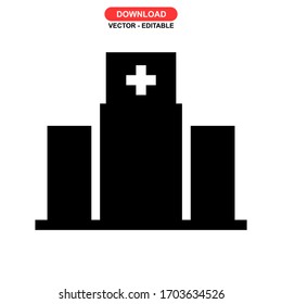hospital icon or logo isolated sign symbol vector illustration - high quality black style vector icons
