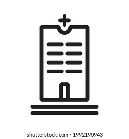 Hospital icon or logo vector illustration of isolated sign symbol, vector illustration with high quality black outline.