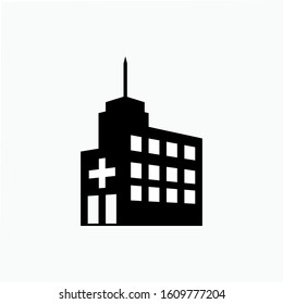 Hospital Icon. Medical Building. Health Care Center Symbol for Design, Presentation, Website or Apps Elements - Vector.  Logo Template.
