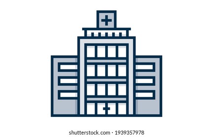 Hospital Icon. Medical Facility Linear Vector Illustration.