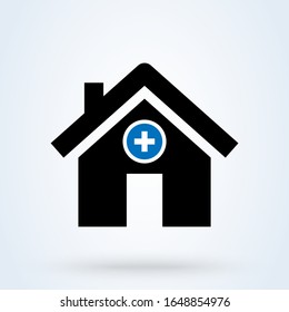 Hospital icon. Medical sign. Health center icon. Clinic building, healtcare, polyclinic symbols. Doctor, ambulance, patient concept.