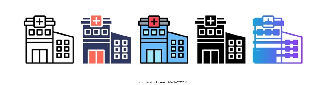 Hospital Icon Multiple Vector Illustration