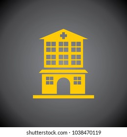 Hospital icon on black background.